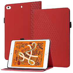 Etui en PU motif losange, antichute, avec support, porte-cartes rouge pour votre Apple iPad Mini/Mini 2/mini 3/mini 4/mini (2019) 7.9 pouces