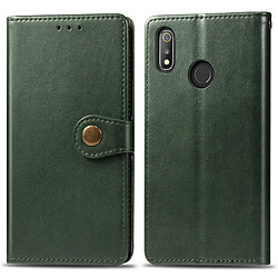 Wewoo Housse Coque Etui en cuir de couleur unie pour téléphone portable avec boucle de protection et cadre photo et fente carteporte-monnaie et support OPPO Realme 3 Pro Vert