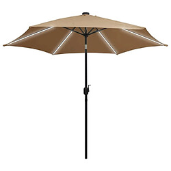 vidaXL Parasol de jardin avec lumières LED et mât en aluminium taupe