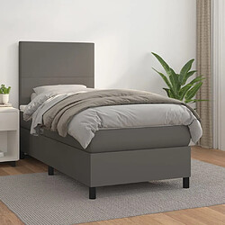 Maison Chic Lit Adulte - Lit simple Lit à sommier tapissier avec matelas moelleux - Meuble de Chambre - Gris 80x200 cm Similicuir -MN73455