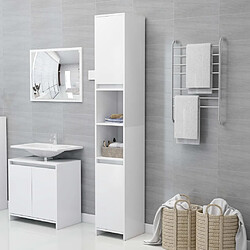 Maison Chic Armoire de salle de bain,Meuble de rangement,Meuble haut Blanc 30x30x183,5 cm Aggloméré -GKD708767