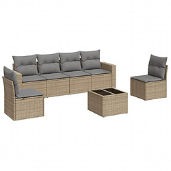 vidaXL Salon de jardin avec coussins 7 pcs beige résine tressée