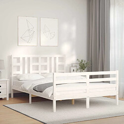 Maison Chic Cadre/structure de lit avec tête de lit pour adulte - Lit Moderne Chambre blanc 140x190 cm bois massif -MN81353