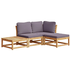 vidaXL Salon de jardin 4 pcs avec coussins Bois d'acacia solide