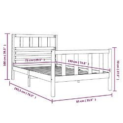 vidaXL Cadre de lit sans matelas blanc bois massif pas cher