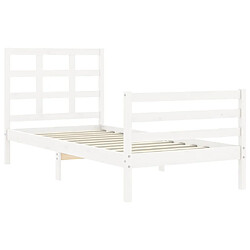 Maison Chic Lit adulte - Cadre Structure de lit avec tête de lit Contemporain blanc 90x200 cm bois massif -MN34229 pas cher