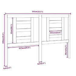 vidaXL Tête de lit Blanc 141x4x100 cm Bois massif de pin pas cher