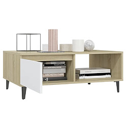 Acheter Maison Chic Table basse,Table Console Table d'appoint, Table pour salon Blanc et chêne sonoma 90x60x35 cm Aggloméré -MN81182