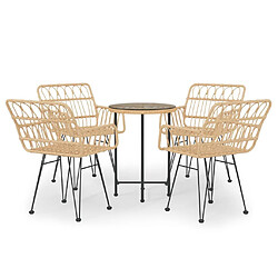 Salle à dîner de jardin 5 pcs,Table et chaise à manger Résine tressée -MN43485