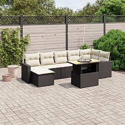 Maison Chic Ensemble Tables et chaises d'extérieur 8 pcs avec coussins,Salon de jardin noir résine tressée -GKD156331