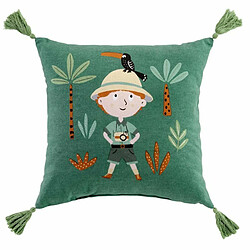 Paris Prix Coussin Enfant Léo l'Explorateur 40x40cm Vert