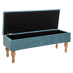 Atmosphera, Createur D'Interieur Banc en velours avec coffre Hiver - L. 102 x H. 41 cm - Bleu