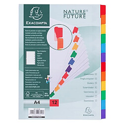 Intercalaire A4 carte160 g Exacompta 12 onglets neutres réinscriptibles multicolores - 1 jeu