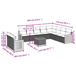 Avis Maison Chic Salon de jardin 11 pcs avec coussins, Ensemble Tables et chaises d'extérieur noir résine tressée -GKD499427