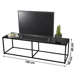 Urban Living Meuble TV design en métal Madison - L. 140 x H. 40 cm - Noir