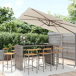 Maison Chic Table de bar et chaises d'extérieur 9 pcs,Ensemble de bar de jardin pour relax gris poly rotin/bois massif acacia -GKD541104