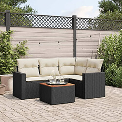 Maison Chic Salon de jardin 5 pcs avec coussins | Ensemble de Table et chaises | Mobilier d'Extérieur noir résine tressée -GKD16667