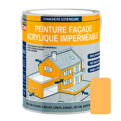 PRO COM Peinture façade PROCOM crépi, façade à relief, imperméabilisation et protection des façades - Durable jusqu'à 10 ans-2.5 litres-Jaune (RAL 075 80 50)