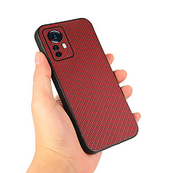 Coque en TPU + PU texture en fibre de carbone, anti-rayures rouge pour votre Xiaomi 12 Pro