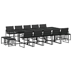 vidaXL Ensemble à manger de jardin avec coussins 15 pcs noir textilène