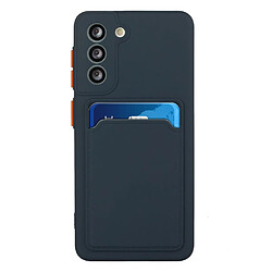 Coque en TPU antichoc avec porte-carte bleu foncé pour votre Samsung Galaxy S22 5G