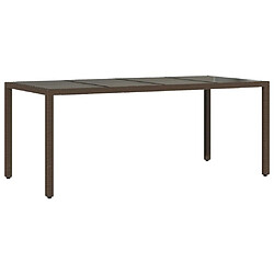 Maison Chic Table de jardin | Table d'extérieur avec dessus en verre marron résine tressée -GKD58585