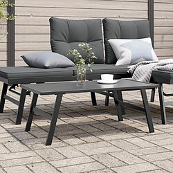 vidaXL Table basse de jardin noir 90x45x35 cm acier enduit de poudre