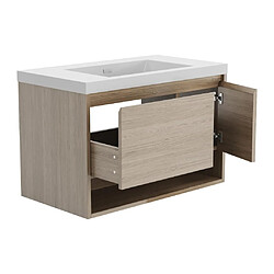 Acheter Vente-Unique Meuble de salle de bain suspendu simple vasque coloris naturel clair - 90 cm - PUJUKA