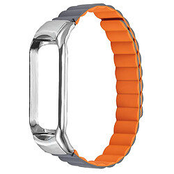 Bracelet en silicone aspiration magnétique légère réglable gris/orange pour votre Xiaomi Mi Band 3/4