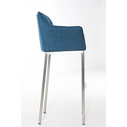 Avis Decoshop26 Tabouret de bar chaise haute de comptoir couture carrées assise en tissu bleu 4 pieds stables en acier inoxydable 10_0004722