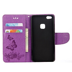 Acheter Wewoo Housse Étui Violet pour Huawei P10 Lite Papillons Gaufrage Horizontal en cuir Flip avec support & Slots de cartes Portefeuille & Longe