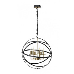 Luminaire Center Suspension 6 ampoules Or noir pas cher