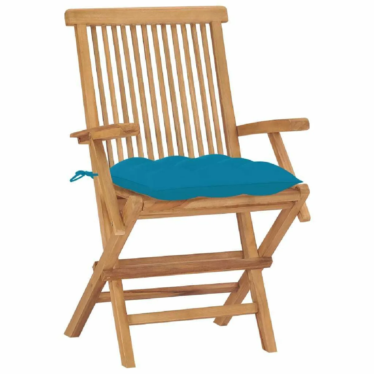 Avis Maison Chic Lot de 8 Chaises de jardin,Fauteuil d'extérieur avec coussins bleu clair Teck massif -MN74233