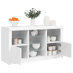 Maison Chic Commode Buffet - Meuble de rangement avec lumières LED blanc 123x37x67 cm -GKD78073