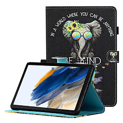 Etui en PU avec support, porte-cartes et porte-stylo l'éléphant pour votre Samsung Galaxy Tab A8 10.5 (2021) X205/X200