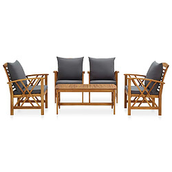 Maison Chic Salon de jardin 5 pcs + coussins - Mobilier/Meubles de jardin - Table et chaises d'extérieur Bois d'acacia solide -MN23990