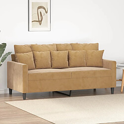 Maison Chic Canapé à 2 places,Sofa de Salon,Canapé droit Marron 140 cm Velours -GKD994375