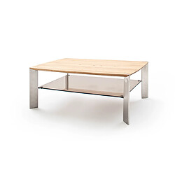 Acheter Pegane Table basse en chêne massif et verre - L120 x H41 x P70 cm