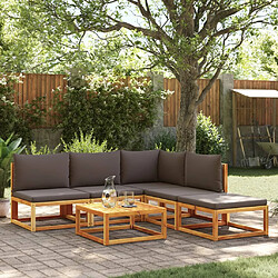 vidaXL Salon de jardin avec coussins 6 pcs bois d'acacia solide