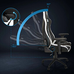 Chaise de Gaming / Chaise de bureau GAMEBREAKER SX 04 Tissu / Similicuir noir / blanc hjh OFFICE