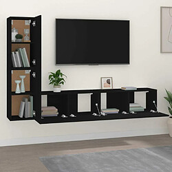 Avis Maison Chic Ensemble de meubles TV 4 pcs | Banc TV Moderne pour salon | Meuble de Rangement - Noir Bois d'ingénierie -MN53420