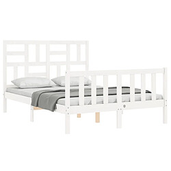 Acheter Maison Chic Lit adulte - Cadre Structure de lit avec tête de lit Contemporain blanc petit double bois massif -MN73090