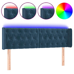 vidaXL Tête de lit à LED Bleu foncé 163x16x78/88 cm Velours