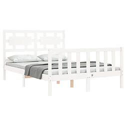 Avis Maison Chic Cadre/structure de lit avec tête de lit pour adulte - Lit Moderne Chambre blanc 120x200 cm bois massif -MN95338