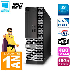 PC DELL 3020 SFF Intel G3220 Ram 16Go Disque 480 Go SSD Graveur DVD Wifi W7 - Occasion