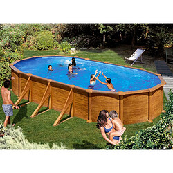 Piscine acier aspect bois Mauritius ovale 5,27 x 3,27 x 1,32 m - Gré