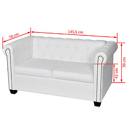 Acheter vidaXL Canapé Chesterfield à 2 places cuir synthétique blanc