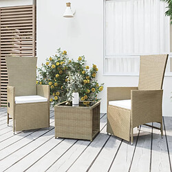 vidaXL Ensemble de salon de jardin 3 pcs beige poly rotin et acier