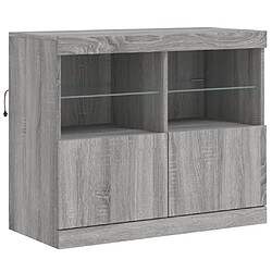 Avis Maison Chic Commode Buffet - Meuble de rangement avec lumières LED sonoma gris 81x37x67 cm -GKD23048