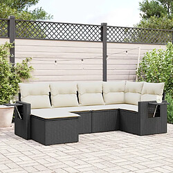 Maison Chic Salon de jardin 6 pcs avec coussins | Ensemble de Table et chaises | Mobilier d'Extérieur noir résine tressée -GKD92032